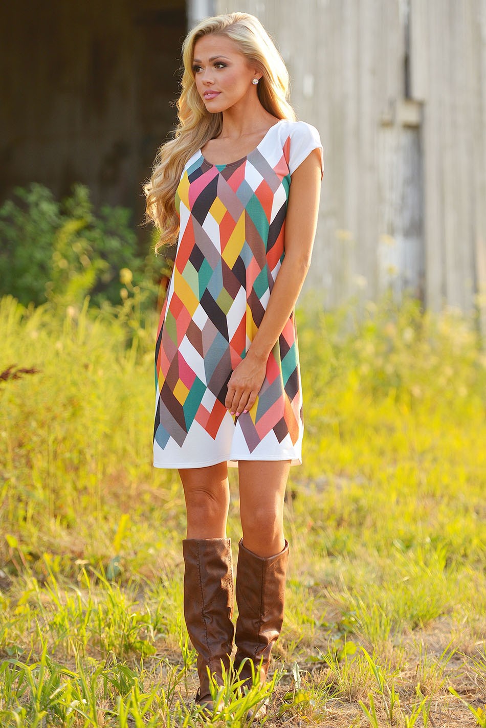 Rainbow Colored Short Sleeve Dress