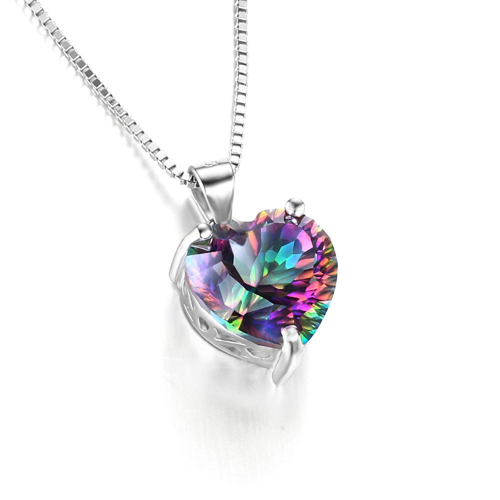 heart rainbow necklace pride jewelry