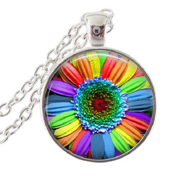 rainbow sunflower necklace pride jewelry