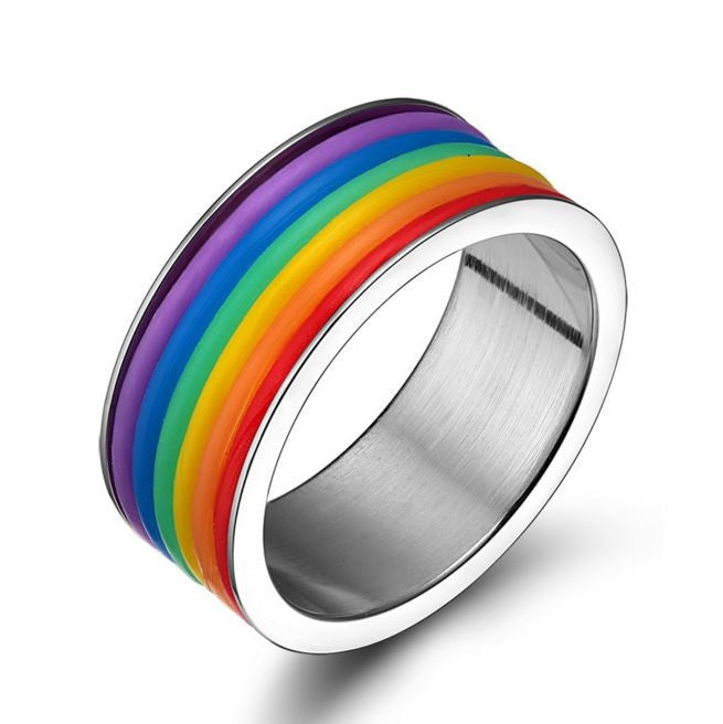 Rainbow ring - Stainless steel with silicon rings