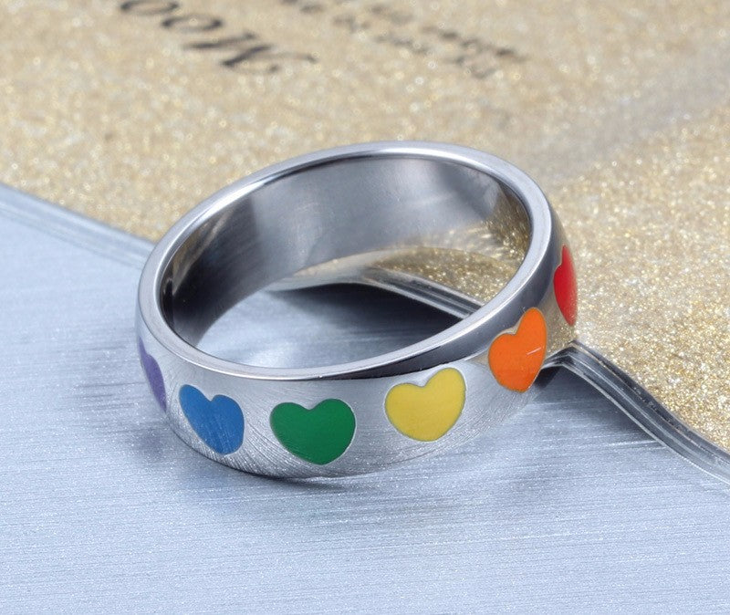 rainbow heart ring pride jewelry
