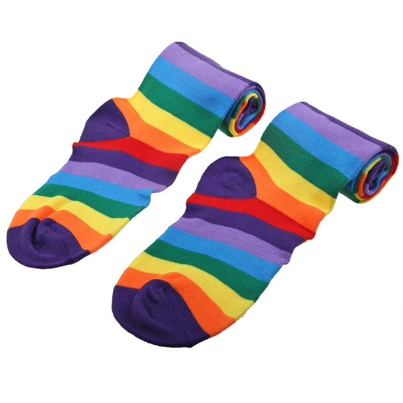 Rainbow Thigh High Socks