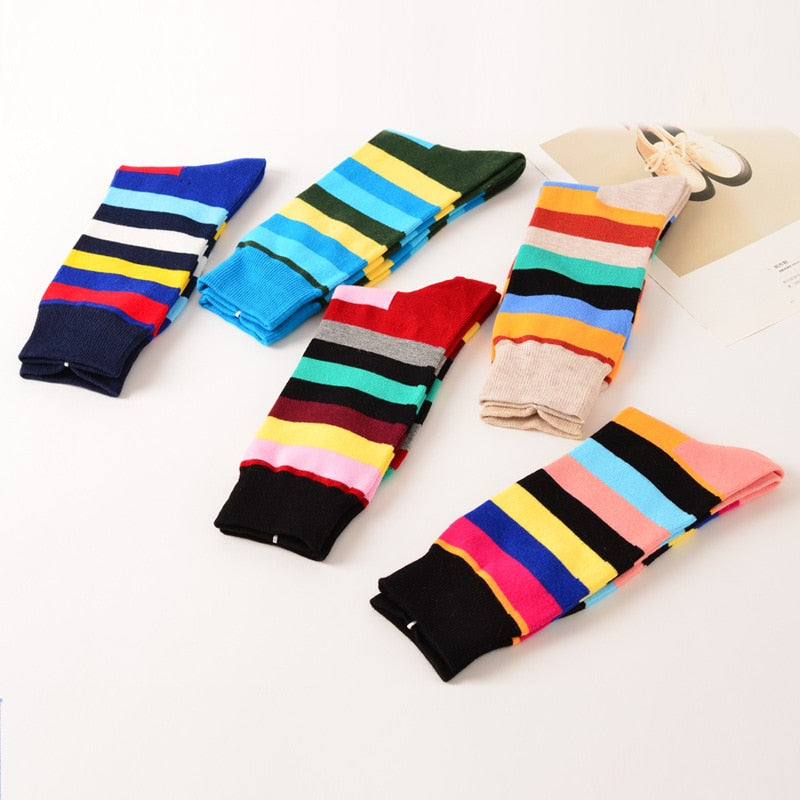 Unisex Rainbow Striped Colorful Socks