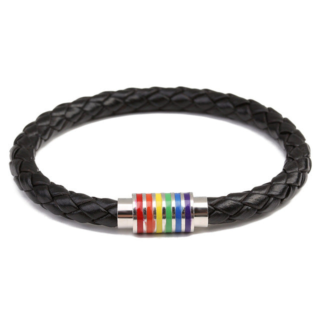 Rainbow Leather Bracelet - Comes in Black, Brown, Beige and Coffee colors