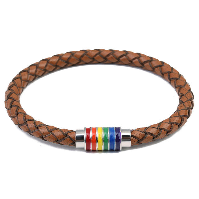 Rainbow Leather Bracelet - Comes in Black, Brown, Beige and Coffee colors