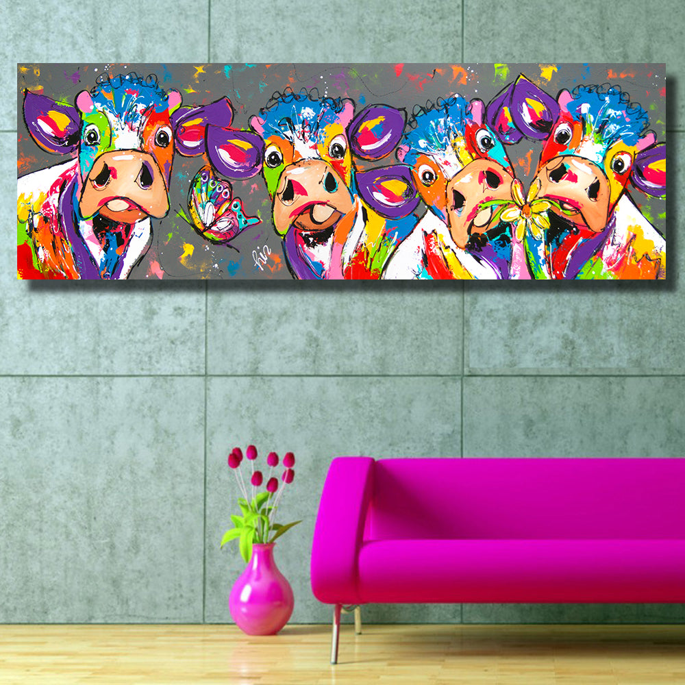 Four Cows Graffiti Colorful Art Painting