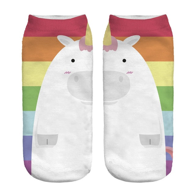 Fat Rainbow Unicorn Low Ankle Socks