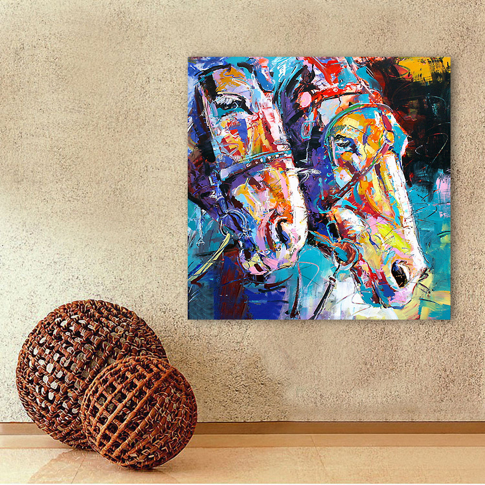 Colorful Abstract Pop Art Horses Painting