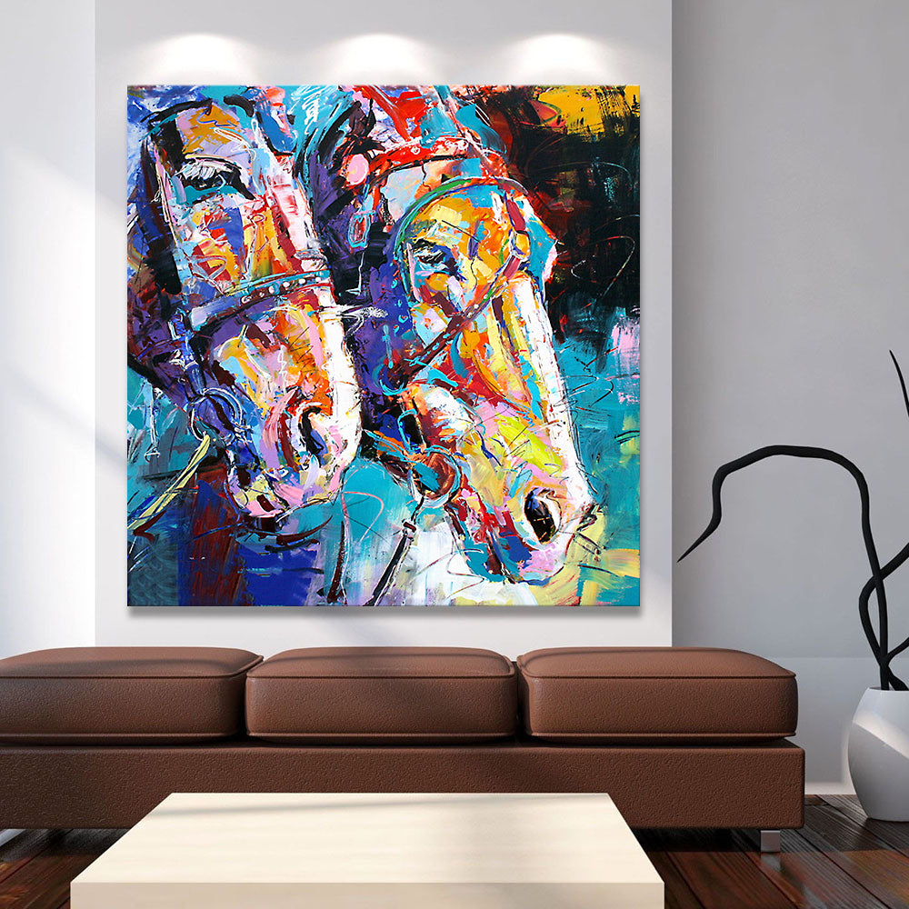 Colorful Abstract Pop Art Horses Painting