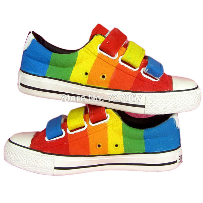 Rainbow Gradient Hand Painted Canvas Shoes