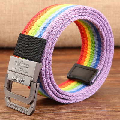 Rainbow Nylon Unisex Belt with Alloy Buckle
