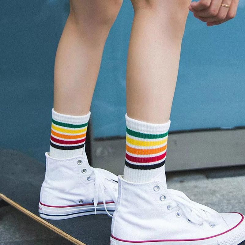 rainbow crew socks