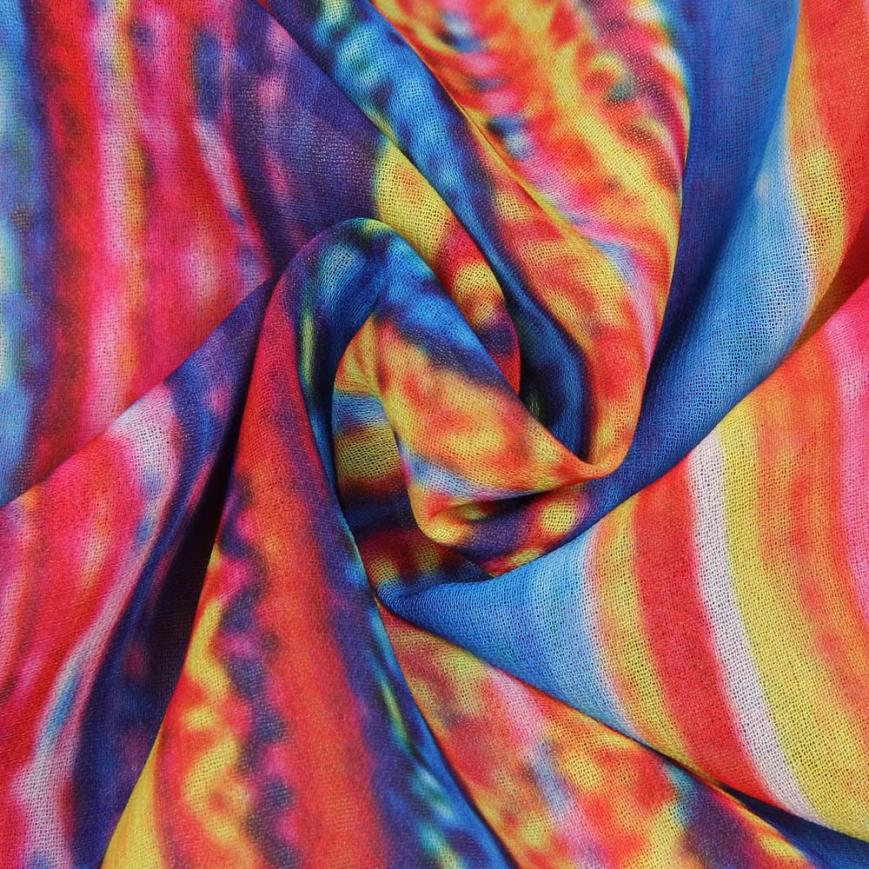Rainbow Print Ruffles Chiffon Dress