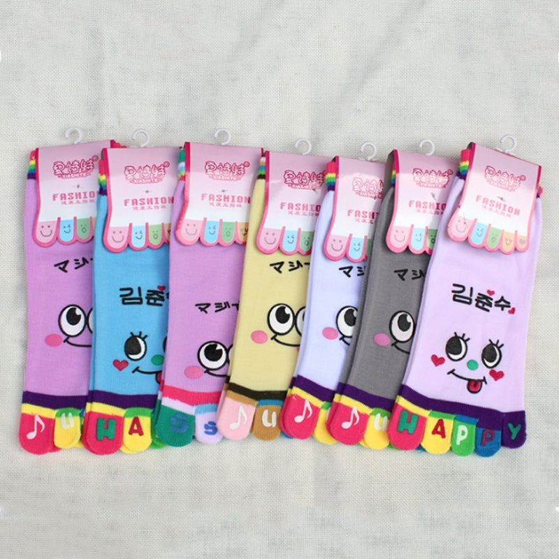 Colorful Finger Socks with Smiley Face
