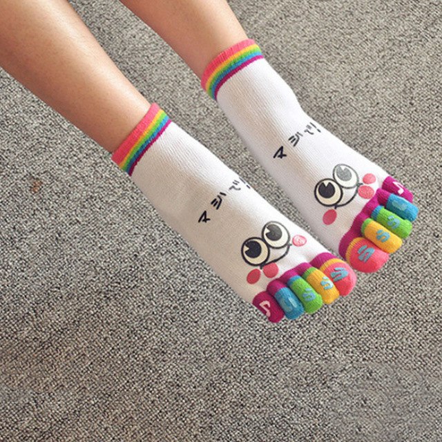 Colorful Finger Socks with Smiley Face