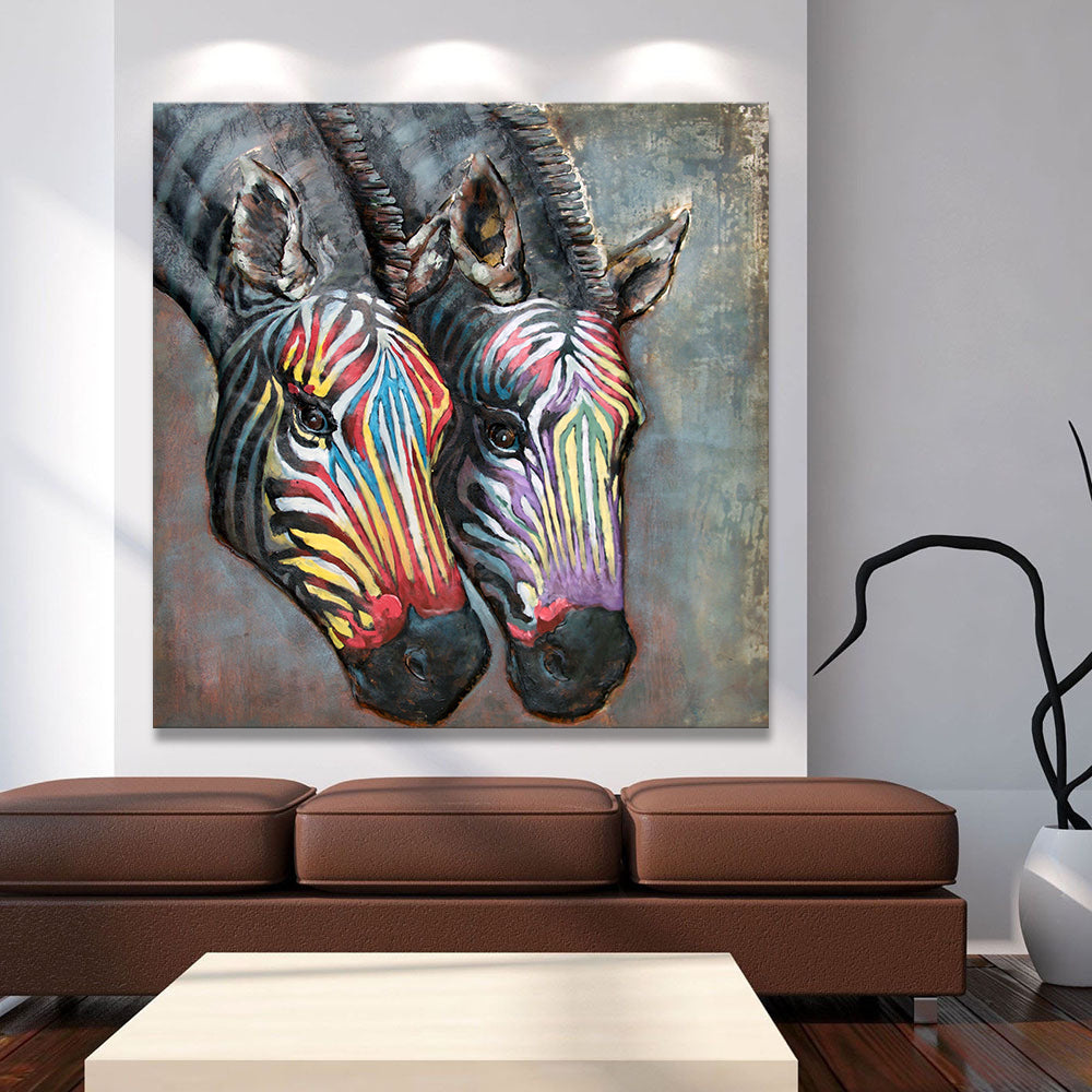 Rainbow Colored Zebra Painting