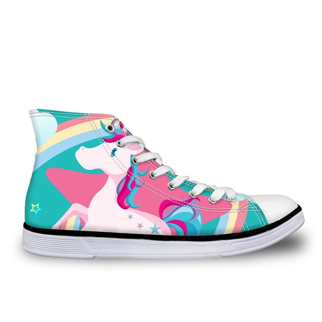 Rainbow Color Unicorn Canvas Shoes for Women