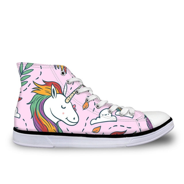 Rainbow Color Unicorn Canvas Shoes for Women