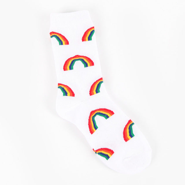 Rainbow Patterned Cool Skateboard Women Socks