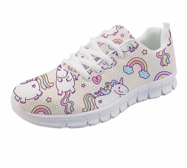 Rainbow Unicorn Print Mesh Sneakers