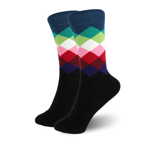 Geometric Pattern Colorful Crew Socks
