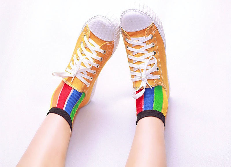 Rainbow Colored Vertical Stripe Socks