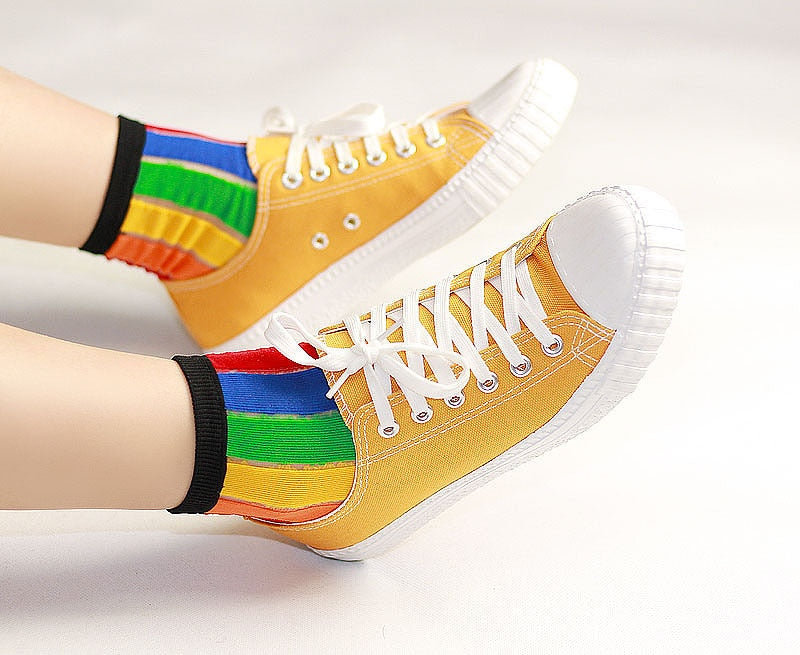 Rainbow Colored Vertical Stripe Socks