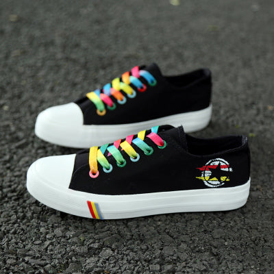 Vulcanized Rainbow Lace-up Canvas Shoes