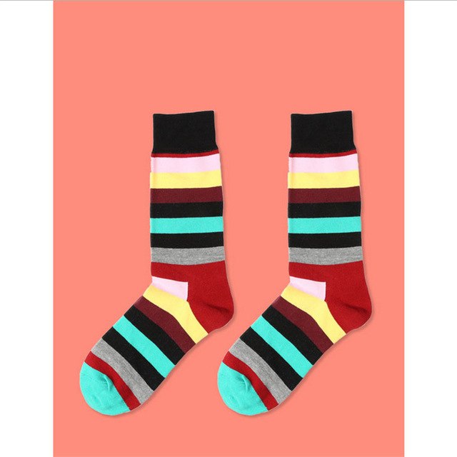 Unisex Rainbow Striped Colorful Socks